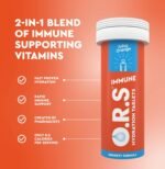 O.R.S Immune Hydration Tablet with Electrolytes, Vitamin D, Vitamin C and Zinc for Wellnes & Recovery | Vegan, Gluten-Free & Low-Calorie Electrolyte Tablets with Vitamins, Orange Flavour, 20 Tablets - Image 4