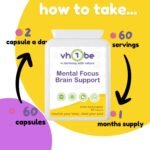 Mental Focus Brain Support 60 Capsules | Daily Cognitive Function Supplement for Concentration & Focus | Ginkgo Biloba & Essential Brain Nutrients | Non-GMO, Vegan-Friendly by vh1be - Image 4