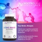 Nootro Labs Essentials Lion's Mane Capsules (60 servings), 10000mg Lions Mane Supplement With Vitamin B Complex to Support Focus and Brain Function - Image 4
