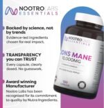 Nootro Labs Essentials Lion's Mane Capsules (60 servings), 10000mg Lions Mane Supplement With Vitamin B Complex to Support Focus and Brain Function - Image 6