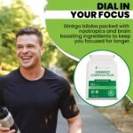 Ginkgo Biloba Plus Complex – Nootropic Brain Health Supplement with Bacopa Monnieri, L-Theanine & More - Vitamins & Minerals for Focus Supplement - Memory & Stress Relief – 60 Vegan Capsules - Image 4