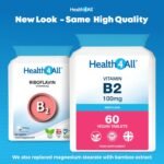 Health4All Vitamin B2 Riboflavin 100mg 60 Tablets - Energy, Stress and Migraine Support, Contributes to Reduction of Tiredness & Fatigue, Vegan, Gluten-Free Vitamin B2 100mg Supplement | Made in UK - Image 3