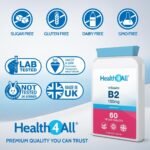 Health4All Vitamin B2 Riboflavin 100mg 60 Tablets - Energy, Stress and Migraine Support, Contributes to Reduction of Tiredness & Fatigue, Vegan, Gluten-Free Vitamin B2 100mg Supplement | Made in UK - Image 5