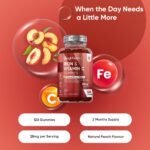 Iron Gummies - 28mg per Serving - 120 Gummies - with Vitamin C - 2 Months Supply - Natural Peach Flavour - 2 Per Day - Ferrous Fumarate Form - Vegan & Gluten-Free - Image 3