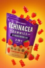 Echinacea Gummies 3-in-1 Echinacea with Dandelion & Honeysuckle - Raspberry Flavour - Gluten Free - Food Supplement - Vegan - 60 Gummies per Pack (1 Single Pack) - Image 3
