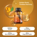 Curcumin Capsules | 25,000mg Turmeric | 180 Capsules | 6 Months Supply | 95% Curcuminoids | Turmeric Supplement with 600mg Black Pepper Powder & 20mg Ginger | Vegan Curcumin Herbal Supplements - Image 3