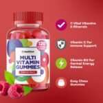 Multivitamin 120 Gummies (4 Months Supply) -Raspberry Flavour Adult Gummies with 11 Vital Vitamins & Minerals - High Strenght- Vitamin D, Zinc, Vitamin C + B - Health + Immune Support - Image 3