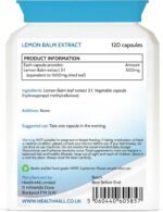 Health4All Lemon Balm Extract 1500mg per Capsule, 120 Capsules 4 Months Supply, High Strength Vegan Melissa for Anxiety, Sleep Support Supplement, Purest: no additives | Made in UK - Image 8