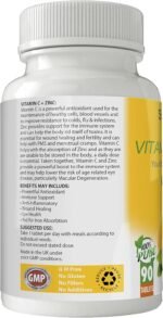 Simply Pure Vitamin C + Zinc | Immunity & Collagen Boost | Full RDA 100mg/20mg x 90 Tablets | Gluten Free | GM Free | Vegan - Image 3
