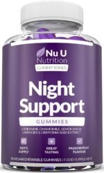 5HTP Night Support - Sleep Gummies for Adults - 90 Vegan Melatonin Alternative Gummies - Passionfruit Taste - High Strength Griffonia Simplicifolia, L-Theanine, Lavender & Chamomile - Nu U Nutrition - Image 2