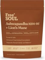 Ashwagandha KSM-66® + Lions Mane Complex | 5000mg Lions Mane + 2500mg Ashwagandha High Strength Tablets| Added Zinc + Vitamin B6 | Vegan UK Made| Free Soul - Image 2