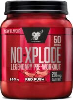 BSN Nutrition N.O.-Xplode Pre Workout Powder Food Supplement, Energy and Focus Booster with Caffeine, Amino Acids, Vitamin C and Zinc, Red Rush Flavour, 50 Servings, 650 g - Image 2