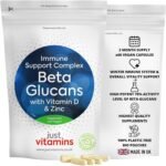 Beta Glucans 200mg 1,3/1,6 with Vitamin D & Zinc | 60 Vegan Capsules | Winter Immune System Support, Boosts Natural Defenses, Enhances Overall Health | UK Made - Just Vitamins - Image 2