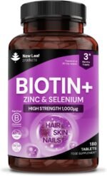 Biotin Hair Growth Vitamins 12,000mcg D-Biotin Tablets Enriched with Zinc & Selenium –Vegan Beauty Hair Skin & Nails Vitamins for Women and Men High Strength - 3 Months Supply UK Made - New Leaf - Image 2