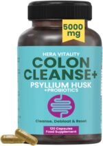 Colon Cleanse Psyllium Husk & Probiotics | Gentle Digestive Support for Constipation, Bloating Relief & Gut Health | 120 Vegan Capsules HERA VITALITY - Image 2