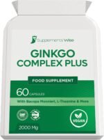 Ginkgo Biloba Plus Complex – Nootropic Brain Health Supplement with Bacopa Monnieri, L-Theanine & More - Vitamins & Minerals for Focus Supplement - Memory & Stress Relief – 60 Vegan Capsules - Image 2