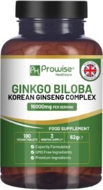 Ginkgo Biloba and Korean Ginseng Tablets 16000mg 180 Vegan Tablets | Ginkgo 12000mg & Korean Ginseng Root 4000mg Supports Cognitive Function & Mental Performance | UK Manufactured by Prowise - Image 2