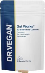 Gut Works® | 6 Prebiotics and Probiotic Strains | 50 Billion CFU Bacteria Live Cultures | Daily Support for Gut Health | 30 Vegan Capsules | One-A-Day | DR.Vegan - Image 2