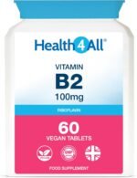 Health4All Vitamin B2 Riboflavin 100mg 60 Tablets - Energy, Stress and Migraine Support, Contributes to Reduction of Tiredness & Fatigue, Vegan, Gluten-Free Vitamin B2 100mg Supplement | Made in UK - Image 2