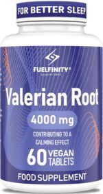 High Strength: Valerian Root Tablets - 4000mg 60 Tablets - Stress Management Herbal Supplement - Valerian Root Supplement for Sleep Support - Vegan - FuelFinity Standards (1 Normal Pack) - Image 2
