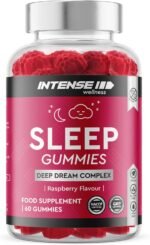 INTENSE Wellness Sleep Gummies for Adults UK - Valerian Root, Ashwagandha, Magnesium & L-Theanine Night Time Support for Restful Evenings - Vegan, Sugar Free Raspberry Flavour - 60 Count - Image 2