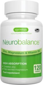 Igennus Neurobalance, High Absorption Zinc, Magnesium & B6 for Adults & Kids, Clean Label, Brain Function & Focus, Sleep Aid, Muscle Recovery, 24mg Chelated Zinc Picolinate, 120 Vegan Tablets - Image 2