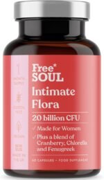 Intimate Flora for Women | 20 Billion CFU Fortified with 15,000mg Cranberry, Fenugreek & Chlorella | Bio Cultures for Women's Intimate Flora | 60 Capsules | Free Soul - Image 2