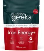 Iron Tablets High Strength - Energy Tablets with Vitamin C, B12 & Folic Acid - 120 Vegan Iron Supplements for Women and Men - 14mg - Enhanced Energy Support & Increased Absorption - UK Made - Image 2