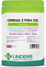 Lindens Omega 3 Fish Oil Capsules - 90 Pack - 3,000mg Daily Intake - UK Made - Supports Normal Function of Healthy Heart, Brain & Eyes - GMP & Letterbox Friendly - Image 2