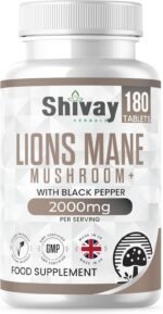 Lions Mane Mushroom 2000mg – 180 Vegan Tablets – High Strength with Black Pepper for Absorption – Brain Supplement for Focus, Memory & Clarity – 3 Month Supply – Made in UK Shivay Herbals - Image 2
