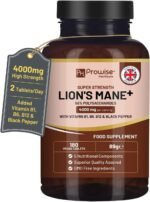 Lions Mane Mushroom Supplement 4000mg with Vitamin B1, B6, B12 & Black Pepper - 180 Super Strength Vegan Tablets with 50% Polysaccharides (Not Powder or Capsules) | Made in The UK by Prowise - Image 2