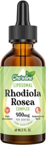 Liposomal Rhodiola Rosea 950 mg, 9-in-1 rhodiola Rosea Drops 60 ml, Rhodiola Root Liquid Tincture, Vegan Adaptogenic Herb Supplement for Energy, Stress & Mood (Pack of 1) - Image 2