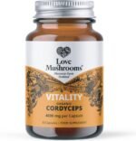 Love Mushrooms - Organic Cordyceps Capsules - 15,000mg - Cordyceps Mushroom Supplement for Endurance and Energy Boost - Vegan and Made in The UK - Natural Colours and Flavours - 30 Capsules - Image 2