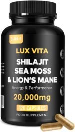 Lux Vita Shilajit Seamoss and Lions Mane Capsules 20,000mg with Organic Black Pepper Energy, Focus & Wellness, High Strength Himilayan Supplement with 60% Fulvic Acid for Both Men & Women. Made in UK - Image 2