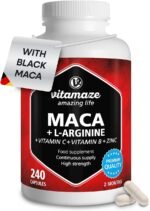 Maca Root Capsules for Women and Men with L-Arginine, B6, B12 and Zinc - Hormonal Balance, Anti-Stress, Energy Booster - 240 Capsules for 2 Months - Organic Supplement, German Quality- Vitamaze - Image 2