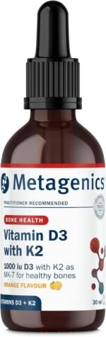 Metagenics Vitamin D3 with K2 Liquid Drops - Bone Health & Immunity - Orange, 30ml - Image 2