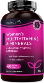 Multivitamin Tablets for Women for 2 Months of Supply, Essentials Womens Vitamins and Minerals with Hyaluronic Acid Biotin Vitamin B Complex, Vegan Vitamins for Hair, Skin, Immune System by Nutravita - Image 2