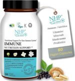 NHP Immune Support Supplement 60 Capsules – Vegan Formula with Elderberry, Mushroom Complex, Probiotics, Vitamin D3 & Zinc – Daily Immune Booster for Natural Defense & Gut Health - Image 2