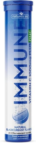 Natures Aid Immune Effervescent 20 Tablets – Supports Immune Health & Energy – Vitamin C 1000mg & Zinc - High Strength Fizzy Supplement – Blackcurrant Flavour – Vegan, Gluten Free, Non-GMO - Image 2