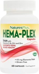 NaturesPlus Hema Plex Capsules - Gentle, Fast Acting Iron Capsules with Vitamin C, Methyl B12, Folate - Blood Health and Energy Support - Vegan, Gluten Free - 60 Capsules - Image 2