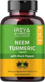 Neem Turmeric Capsules with Black Pepper Neem Herbal Supplement, Ayurvedic Herbal Cleanser, Detoxification, Enhances skin Health and Immunity (90 Capsules) - Image 2