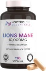 Nootro Labs Essentials Lion's Mane Capsules (60 servings), 10000mg Lions Mane Supplement With Vitamin B Complex to Support Focus and Brain Function - Image 2