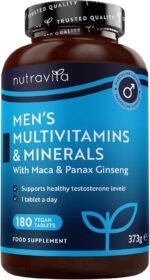 Nutravita Men's Multivitamins and Minerals - 25 Essential Active Vitamins and Minerals with Added Maca Root and Panax Ginseng - Multivitamin Tablets for Men - 180 Vegan Tablets - Made in The UK - Image 2