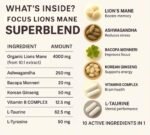 OUSH Focus™ | Organic Lion’s Mane 4000mg + Ashwagandha, Vitamin B Complex, Korean Ginseng & L-Tyrosine | Brain Focus, Energy & Clarity Supplement | 60 Vegan Capsules - Image 2