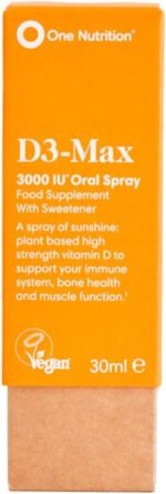 One Nutrition D3 Max - Vitamin D Supplements - Plant Based, Supports Bone Health and Immune System - Fast Absorption - Oral Spray - 500IU Per Spray - 180 Sprays - Image 2