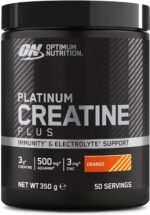Optimum Nutrition Platinum Creatine Plus, Advanced Food Supplement to Increase Power and Performance, with Aquamin Magnesium for Electrolyte Balance, Orange Flavour, 50 Servings, 350 g - Image 2