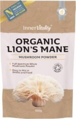 Organic Lions Mane Mushroom Powder, Brain Support & Focus High Strength Full-Spectrum Supplement for Mental Performance - 100g by Inner Vitality - Image 2