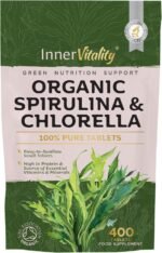 Organic Spirulina & Chlorella 400 Easy to Swallow Tablets - Natural Vitamins & Minerals - Broken Cell Wall, Pure 2000mg Daily Dose Supplement by Inner Vitality - Image 2