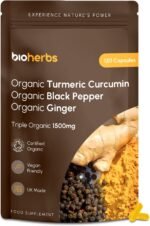 Organic Turmeric Capsules 1500mg with Black Pepper & Ginger | High Strength Turmeric Supplement by BioHerbs | 120 Capsules (2-Month Supply) - Image 2