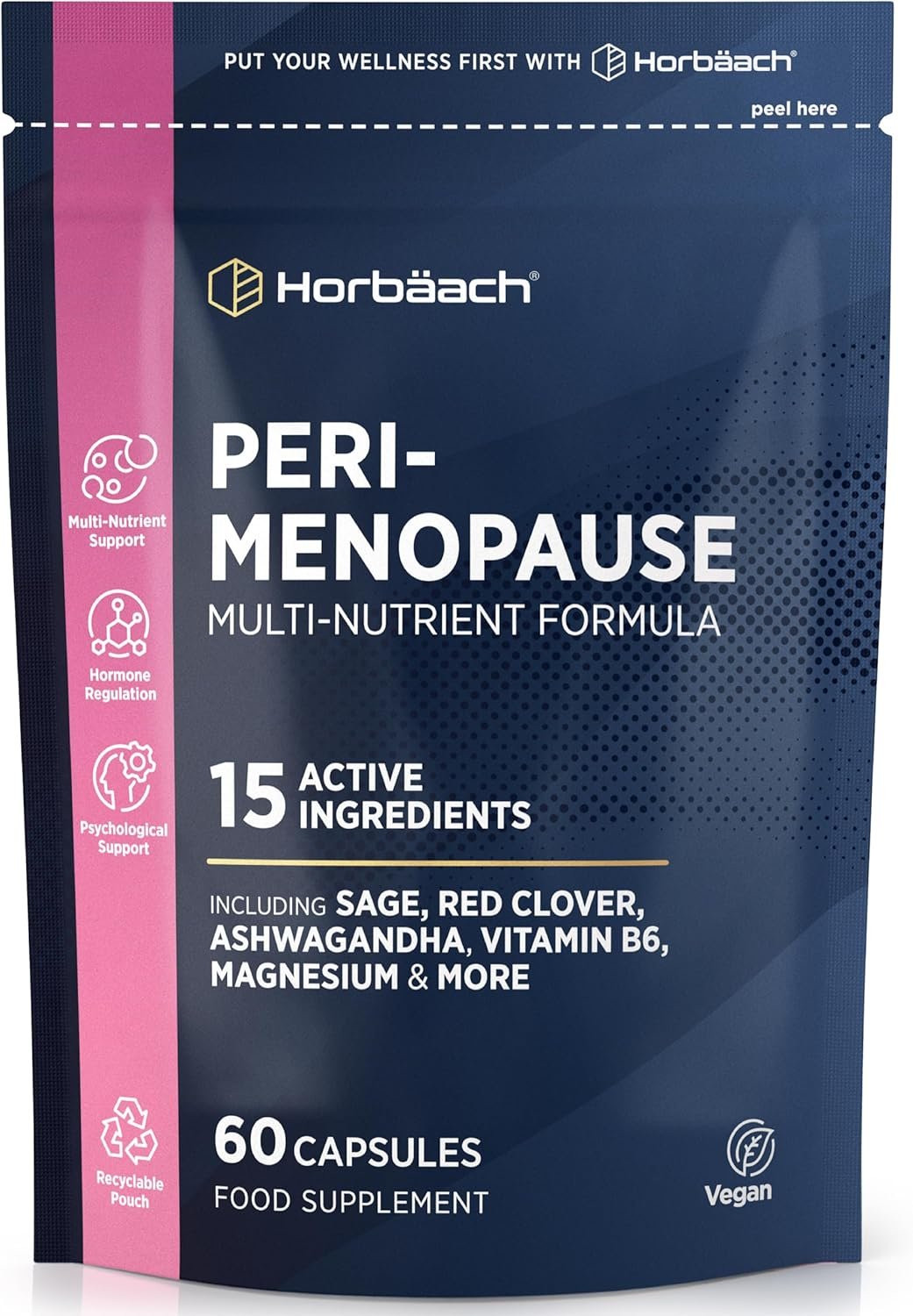 Perimenopause Supplement for Women | Red Clover, Sage, Wild Yam, Ashwagandha & More | 16 Vitamins, Minerals and Botanicals to Support Wellbeing at Early Stage of Menopause | 60 Vegan Capsules | by Hor - Image 2